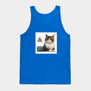 Illustration of cute cat sitting at the table in thought will there be something like lunch Tank Top